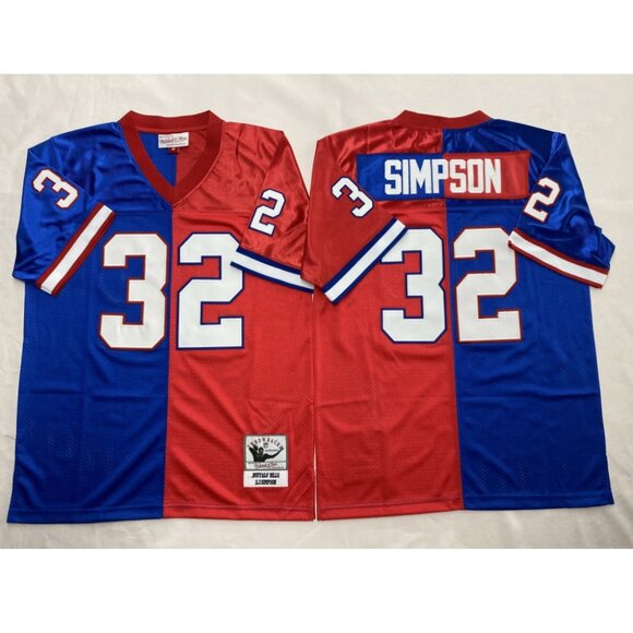 Mens Youths Kids Womens O. J. Simpson Blue Red Stitched Jersey